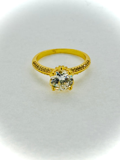 Golden Radiance Trio Stone Ring