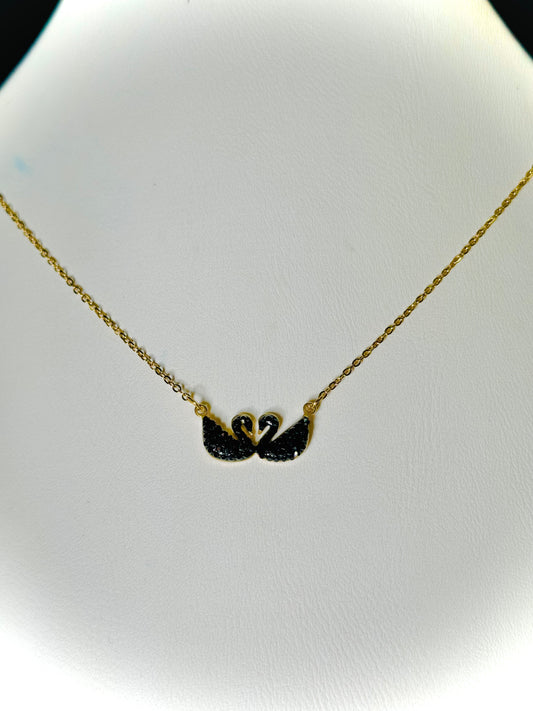 Radiant Gold-Tone Swan Pendant